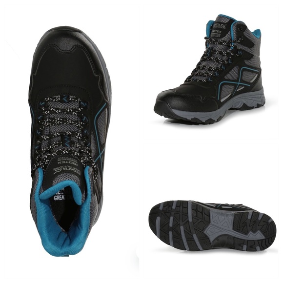 Regatta Lady Vendeavour Waterproof Hiking Boots Black & Teal Walking Boot SZ 9 - Picture 3 of 16